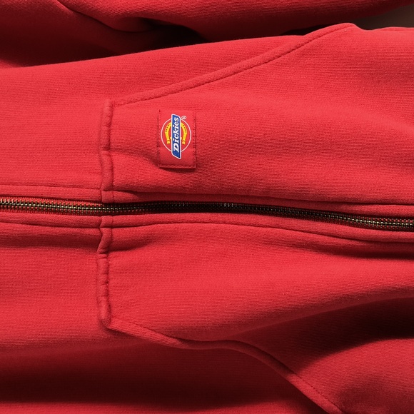 Dickie's red cotton-blend waffle-lined front zipper hoodie-sz M - Picture 3 of 9